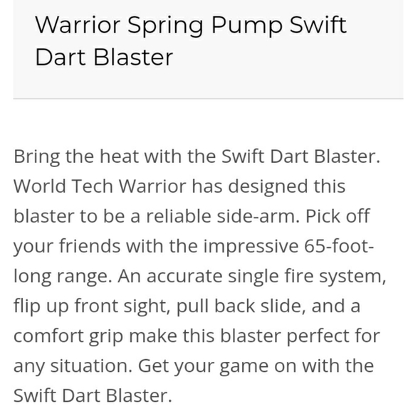 World Tech Warrior Spring Pump Swift Dart Blaster Toy - Red / Black - Picture 3 of 13
